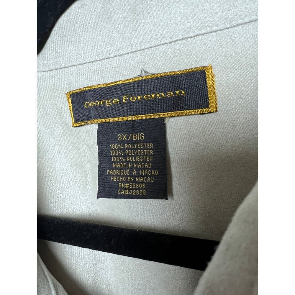 George Foreman Men's Long Sleeve Button Up Beige Suede Pocket Shirt Size 3X/Big - Picture 2 of 9